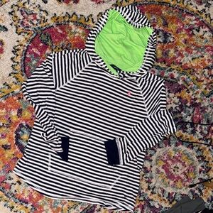 Ralph Lauren Polo Striped Hoodie with Neon Green Lining xsmall